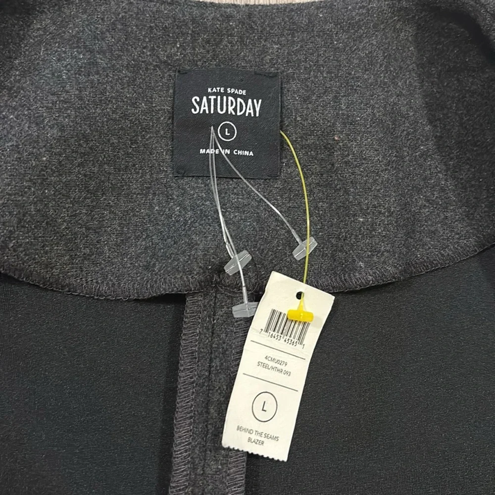 Kate Spade‎ Saturday Behind The Scenes Gray Wool Blend Blazer Jacket Size L